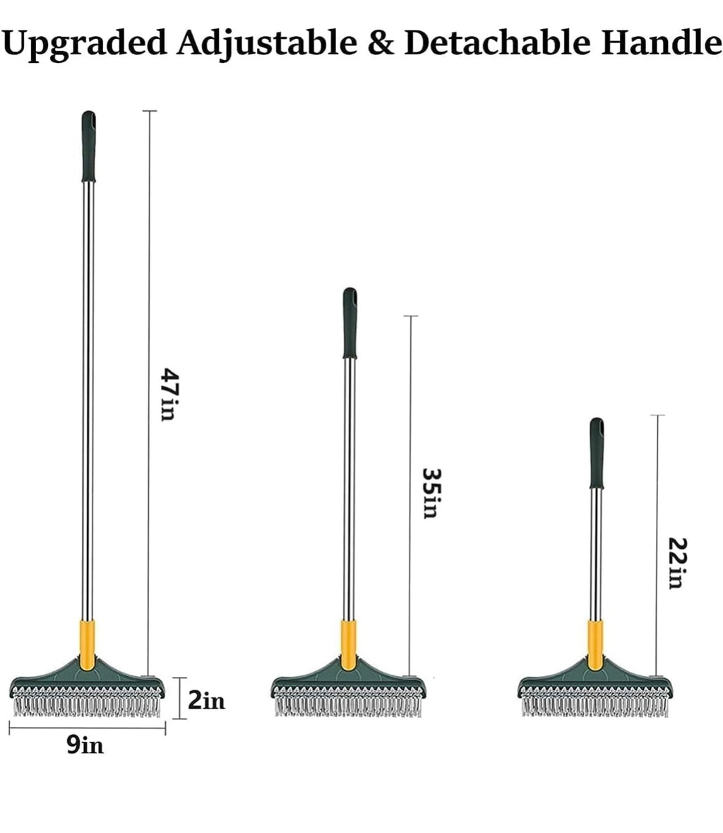 2-in-1 Floor Scrub Brush with Squeegee – 180° Rotating Head