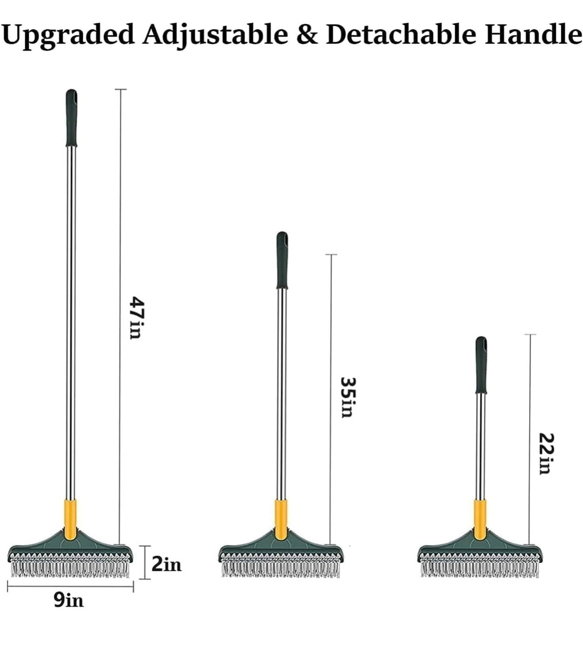 2-in-1 Floor Scrub Brush with Squeegee – 180° Rotating Head