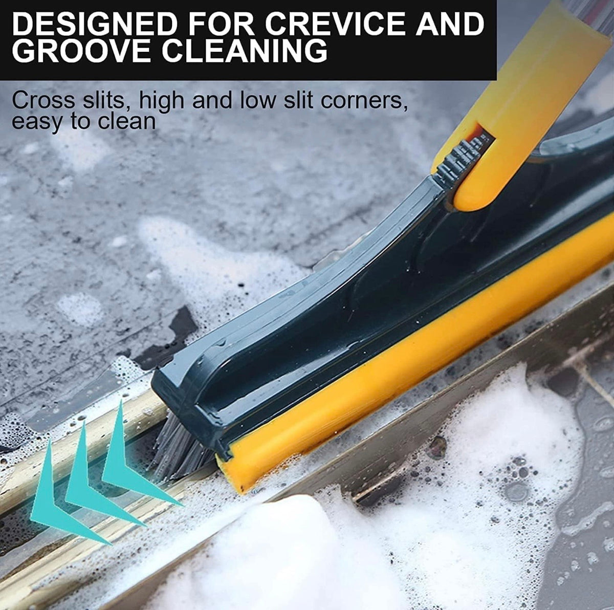 2-in-1 Floor Scrub Brush with Squeegee – 180° Rotating Head