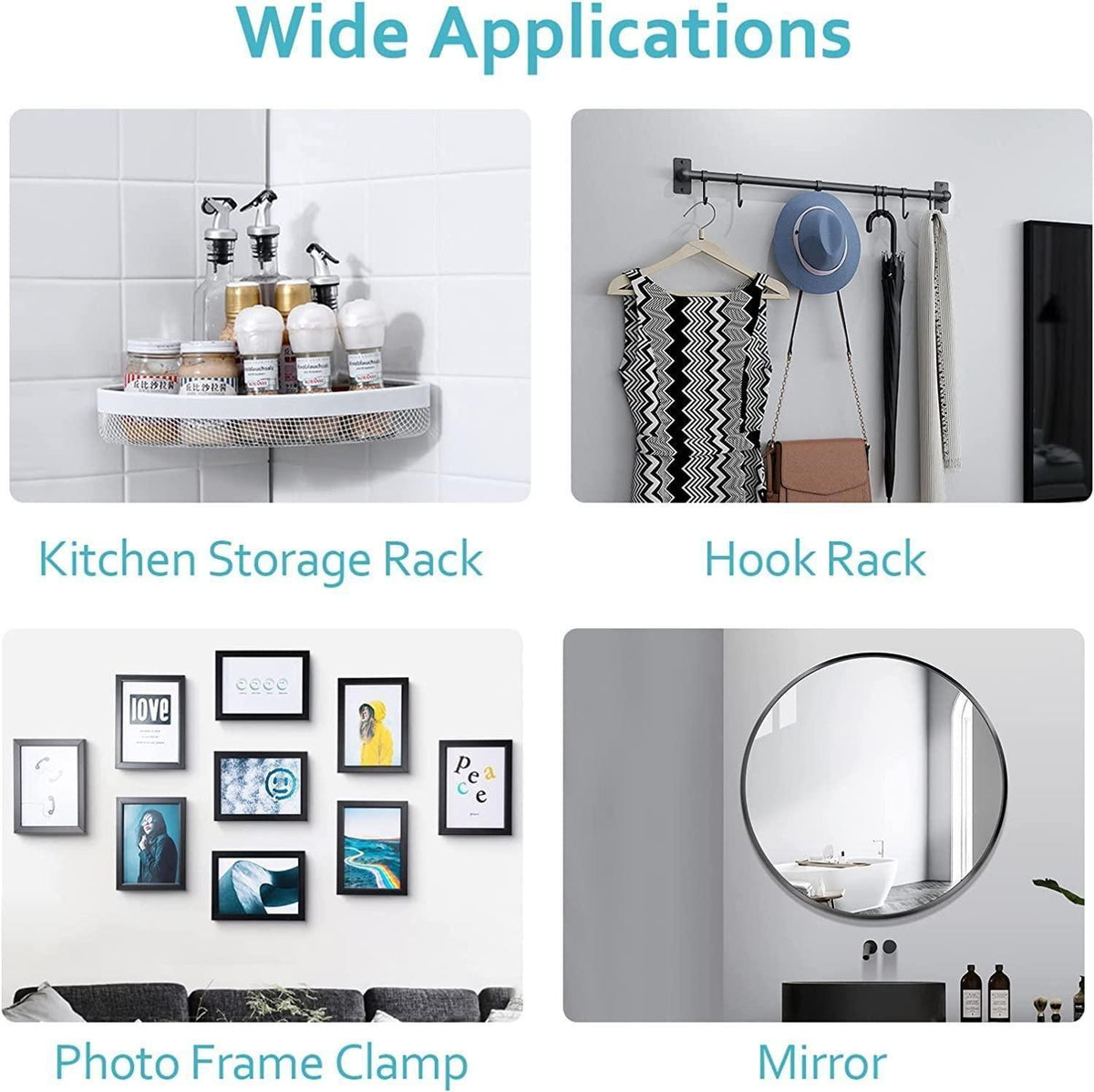 Wall Mount Adhesive Hooks for Home Organization|10-Piece