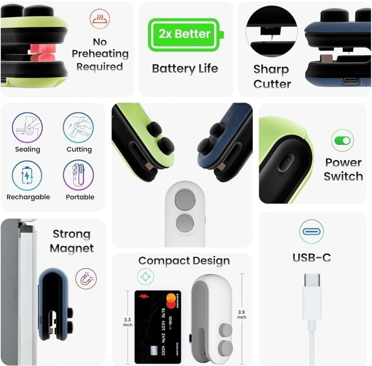 Mini 2-in-1 USB Rechargeable Bag Sealing Machine
