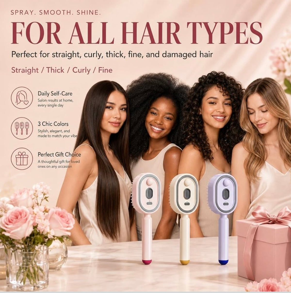 3-in-1 Rechargeable Hair Spray Comb & Scalp Massager