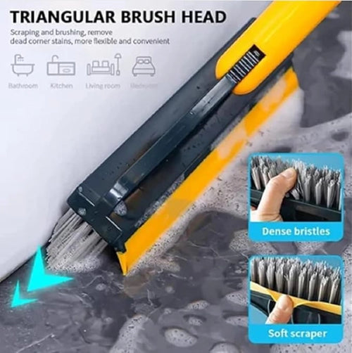 2-in-1 Floor Scrub Brush with Squeegee – 180° Rotating Head